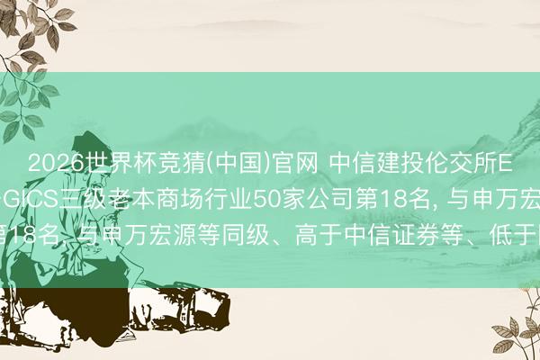 2026世界杯竞猜(中国)官网 中信建投伦交所ESG评级保管B-, 位居GICS三级老本商场行业50家公司第18名, 与申万宏源等同级、高于中信证券等、低于国金证券等
